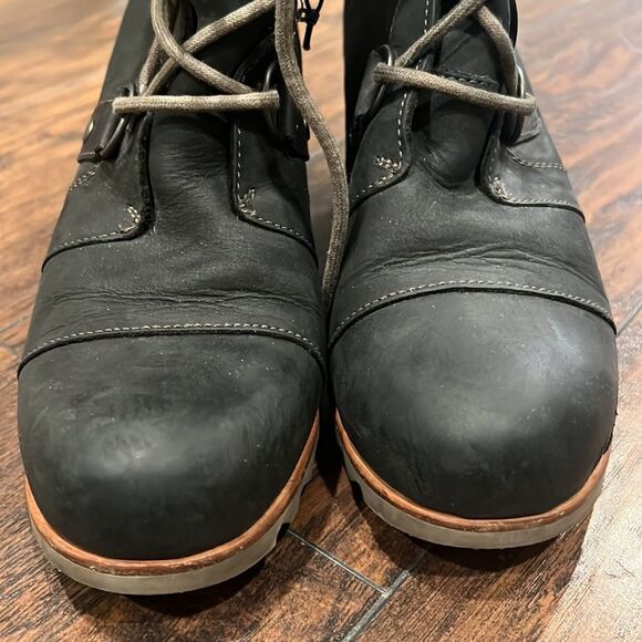 Sorel Boots size 9Joan Of Arctic Wedge Lace Mid Calf 2173-010 Black Leather GUC - Picture 7 of 14